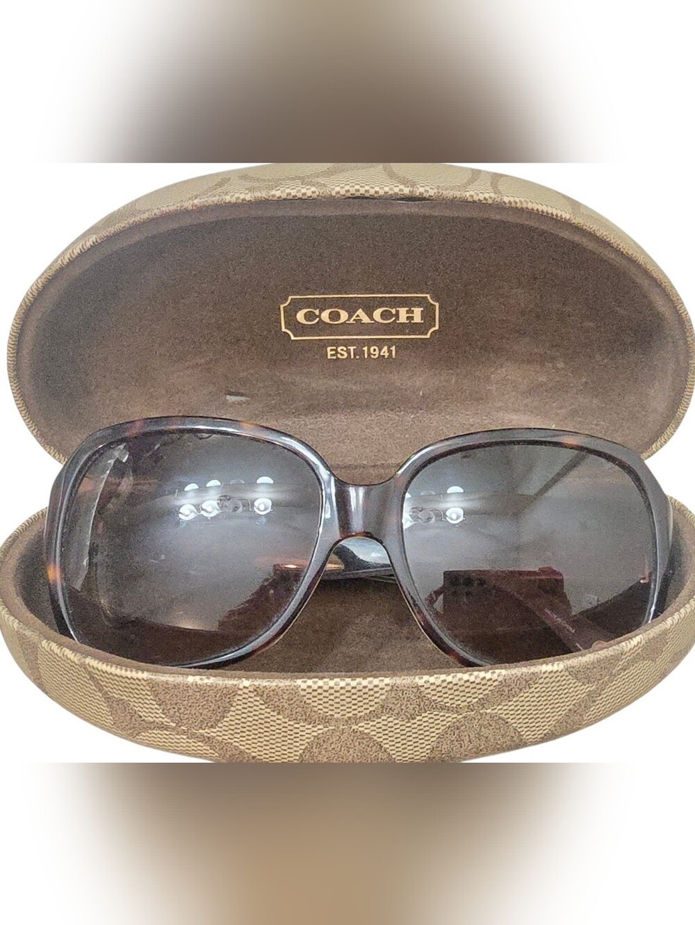 COACH HC8043 Bridget Women's Dark Tortoiseshell Sunglasses - Brown Lenses